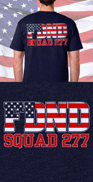 Screen Print Design FDND American Flag Back DesignFire Department Clothing